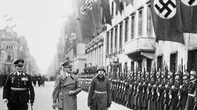 Adolf Hitler and Hermann Goering troops lined up