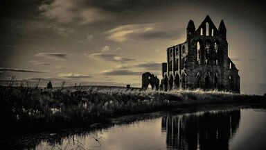 Whitby Abbey near sunset