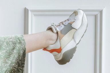 close-up of woman's sneaker on foot