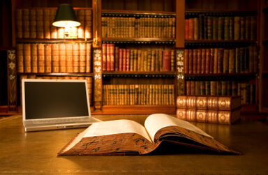 Laptop in a library