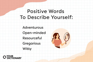 Woman looking Mirror With Positive Words To Describe Yourself Examples